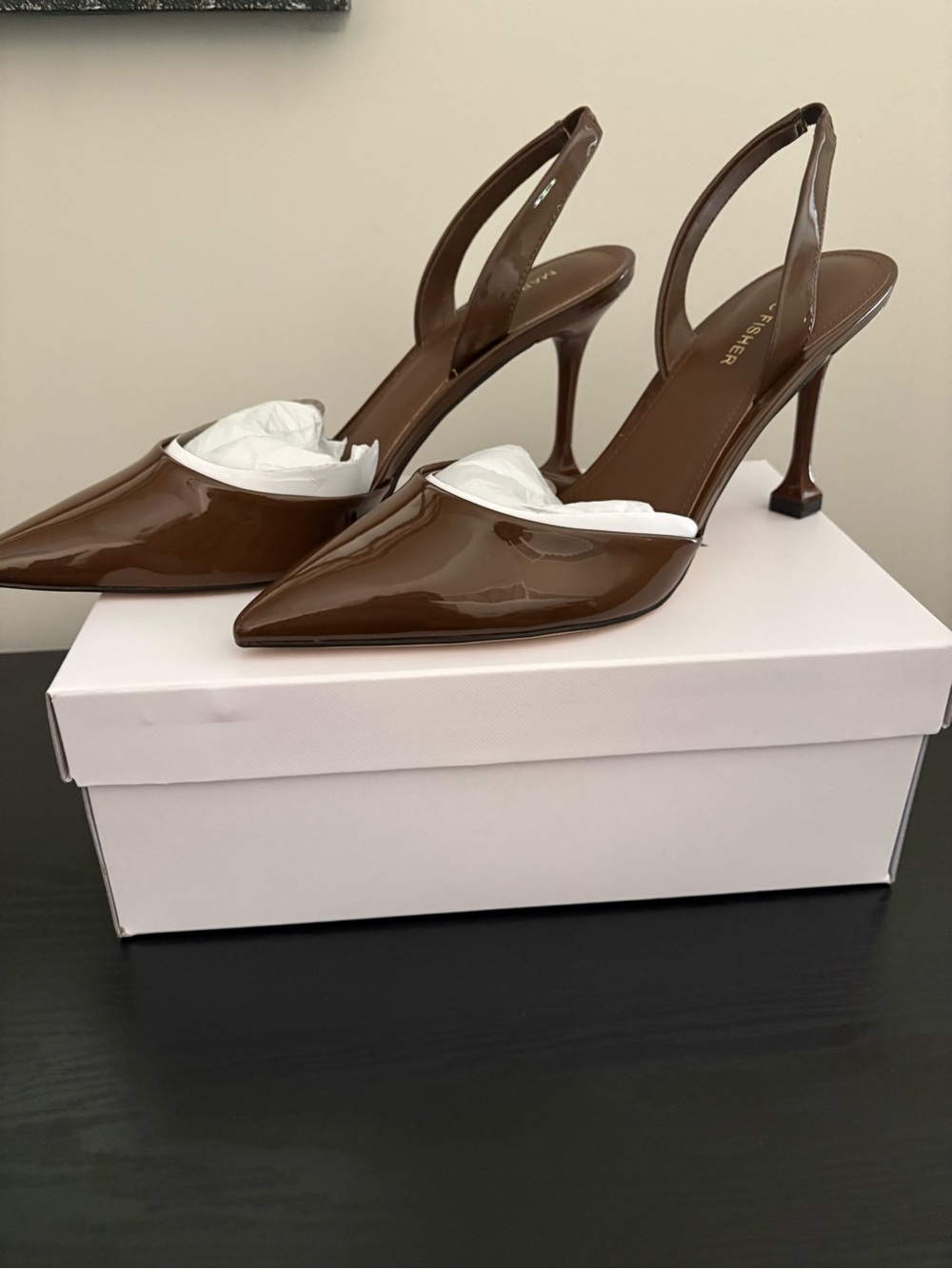 Marc Fisher Hadya Dark Brown Slingback Heels - Picture 4 of 6